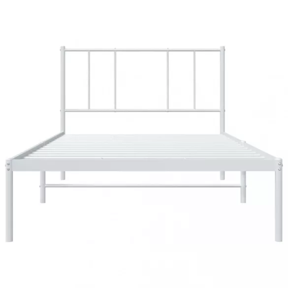 fehér fém ágykeret fejtámlával 80x200 cm