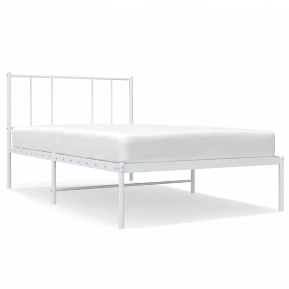 fehér fém ágykeret fejtámlával 100x200 cm