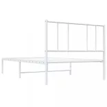 fehér fém ágykeret fejtámlával 107x203 cm