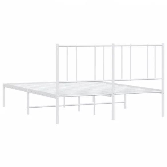 fehér fém ágykeret fejtámlával 135 x 190 cm