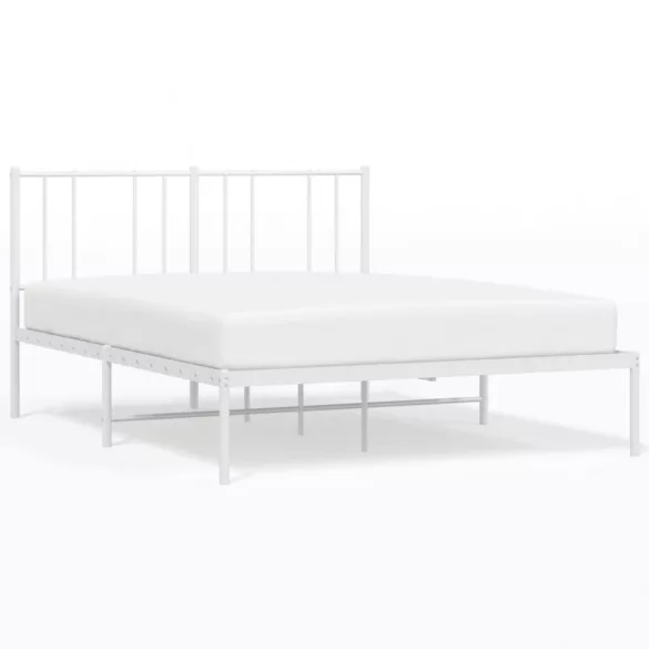 fehér fém ágykeret fejtámlával 150 x 200 cm