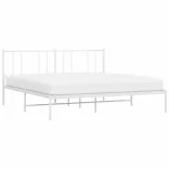 fehér fém ágykeret fejtámlával 193 x 203 cm