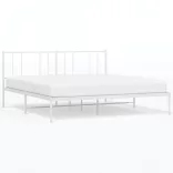 fehér fém ágykeret fejtámlával 200 x 200 cm