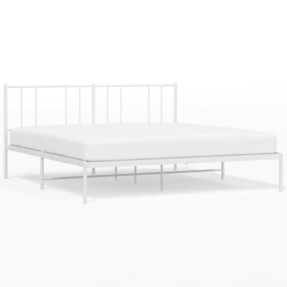fehér fém ágykeret fejtámlával 200 x 200 cm