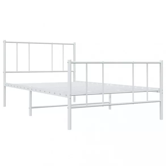 fehér fém ágykeret fej- és lábtámlával 100 x 190 cm