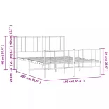 fehér fém ágykeret fej- és lábtámlával 160x200 cm