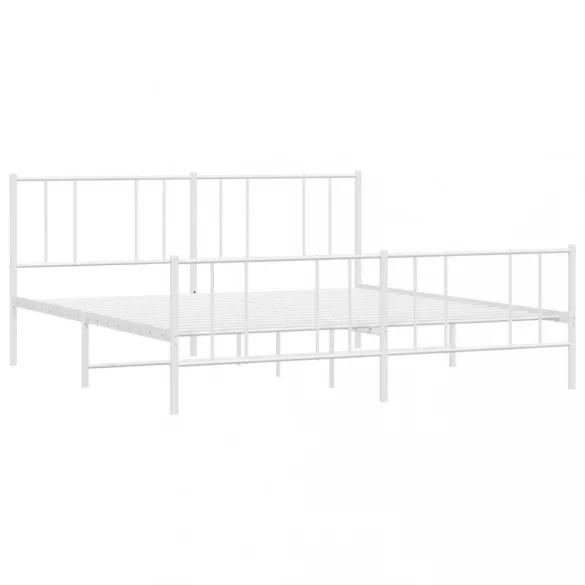 fehér fém ágykeret fej- és lábtámlával 193 x 203 cm