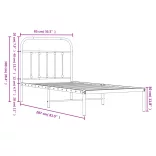fekete fém ágykeret fejtámlával 80 x 200 cm