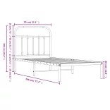 fekete fém ágykeret fejtámlával 90 x 190 cm
