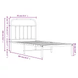 fekete fém ágykeret fejtámlával 90 x 200 cm