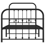 fekete fém ágykeret fej- és lábtámlával 90 x 200 cm