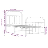 fekete fém ágykeret fej- és lábtámlával 90 x 200 cm
