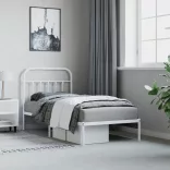 fehér fém ágykeret fejtámlával 90x190 cm