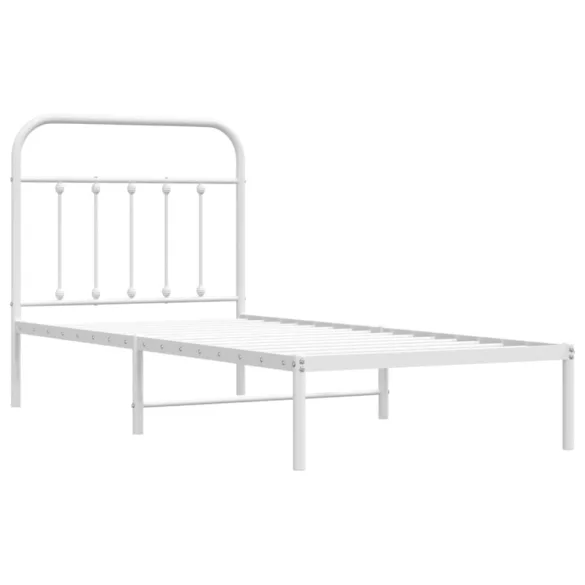 fehér fém ágykeret fejtámlával 90x200 cm