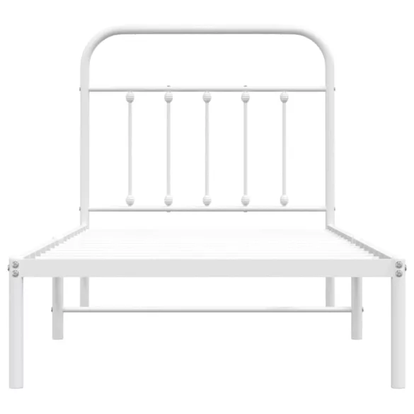 fehér fém ágykeret fejtámlával 90x200 cm