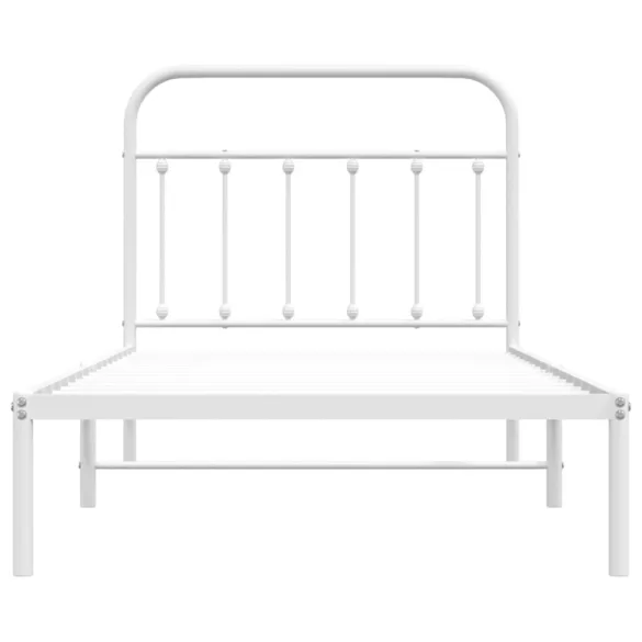 fehér fém ágykeret fejtámlával 100x190 cm