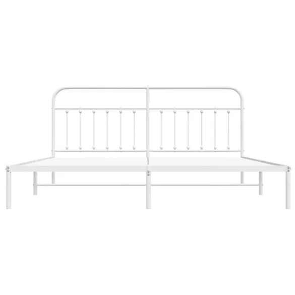 fehér fém ágykeret fejtámlával 200 x 200 cm