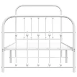 fehér fém ágykeret fej- és lábtámlával 90 x 190 cm