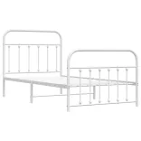fehér fém ágykeret fej- és lábtámlával 100 x 190 cm