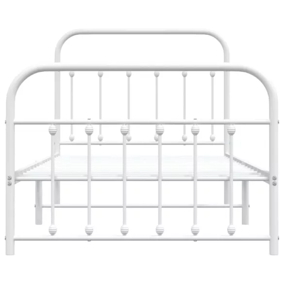 fehér fém ágykeret fej- és lábtámlával 100 x 190 cm