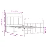 fehér fém ágykeret fej- és lábtámlával 100 x 190 cm