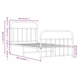 fehér fém ágykeret fej- és lábtámlával 100x200 cm