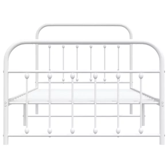 fehér fém ágykeret fej- és lábtámlával 107 x 203 cm