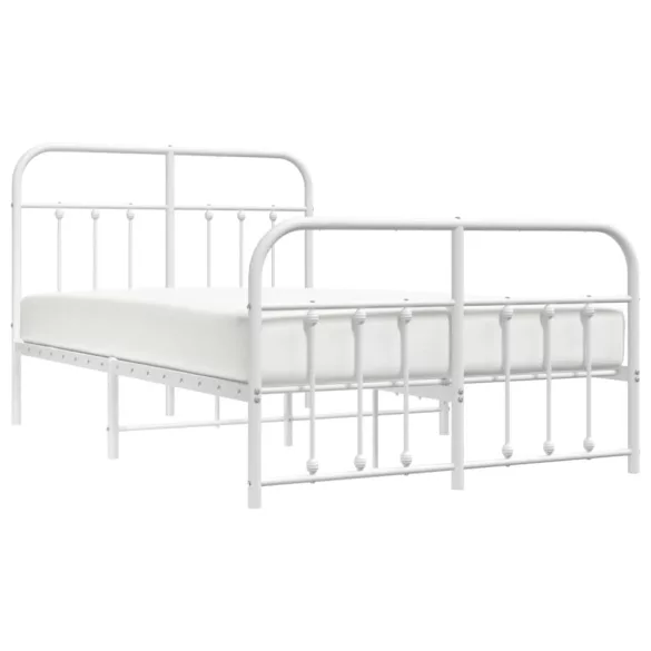fehér fém ágykeret fej- és lábtámlával 120x200 cm