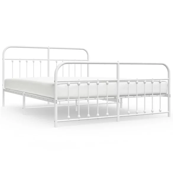 fehér fém ágykeret fej- és lábtámlával 160x200 cm