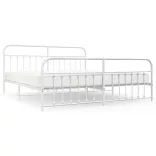 fehér fém ágykeret fej- és lábtámlával 193 x 203 cm