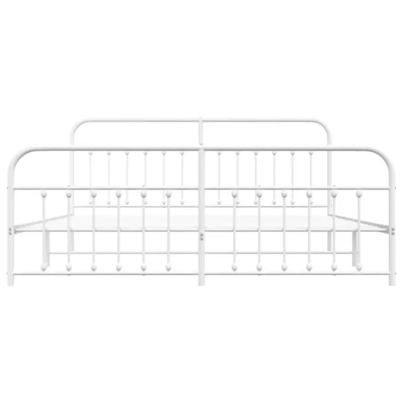 fehér fém ágykeret fej- és lábtámlával 200x200 cm