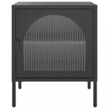 fekete üveg és acél éjjeliszekrény 50 x 35 x 60 cm