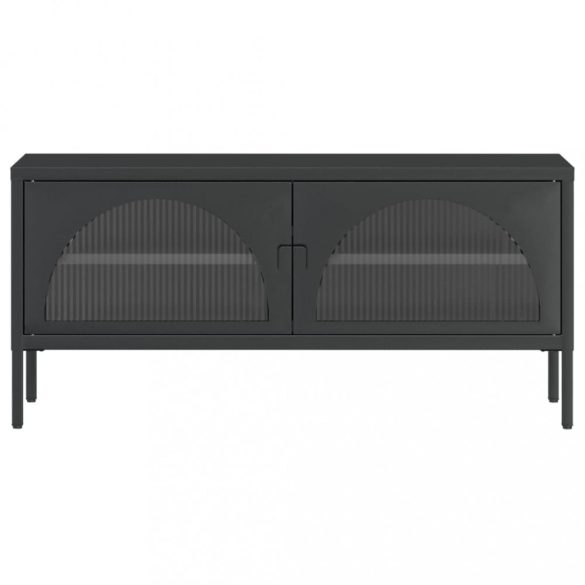 fekete üveg és acél TV-szekrény 105 x 35 x 50 cm