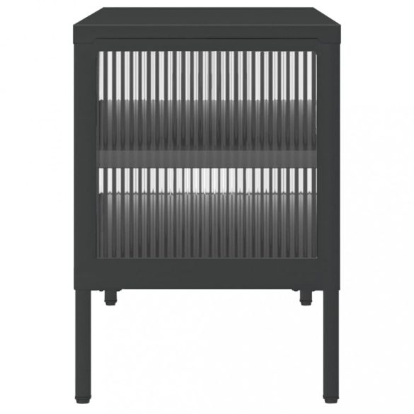 fekete üveg és acél TV-szekrény 105 x 35 x 50 cm