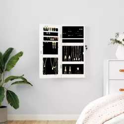   fehér falra szerelhető tükrös ékszerszekrény 30x8,5x67 cm