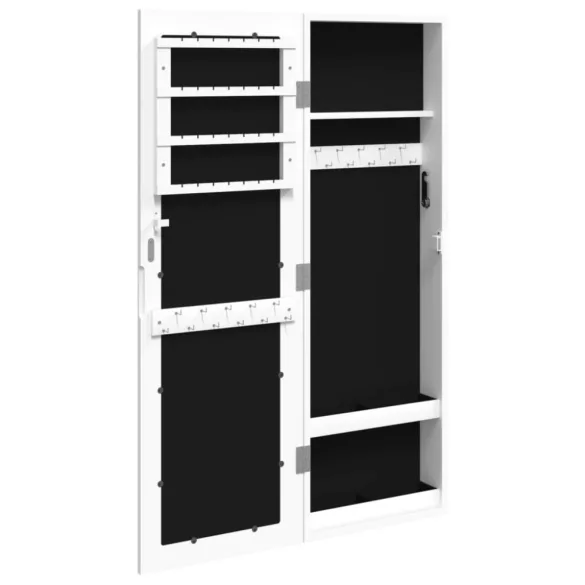 fehér falra szerelhető tükrös ékszerszekrény 30x8,5x90 cm