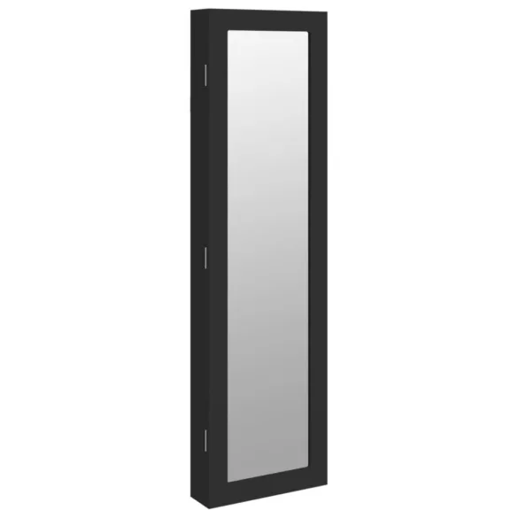 fekete falra szerelhető tükrös ékszerszekrény 30x8,5x106 cm