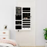 fehér falra szerelhető tükrös ékszerszekrény LED fényekkel