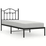 fekete fém ágykeret fejtámlával 80 x 200 cm
