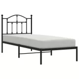 fekete fém ágykeret fejtámlával 80 x 200 cm