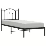 fekete fém ágykeret fejtámlával 90 x 200 cm
