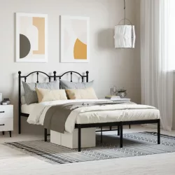 fekete fém ágykeret fejtámlával 120 x 200 cm