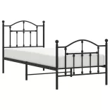 fekete fém ágykeret fej- és lábtámlával 90 x 190 cm
