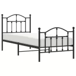 fekete fém ágykeret fej- és lábtámlával 90 x 200 cm