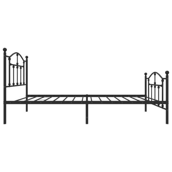 fekete fém ágykeret fej- és lábtámlával 90 x 200 cm