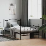 fekete fém ágykeret fej- és lábtámlával 100 x 190 cm