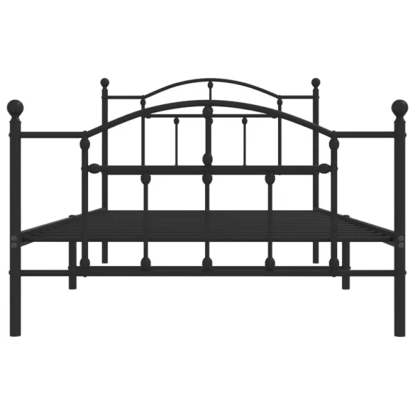 fekete fém ágykeret fej- és lábtámlával 100 x 200 cm
