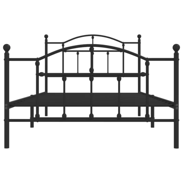 fekete fém ágykeret fej- és lábtámlával 107 x 203 cm