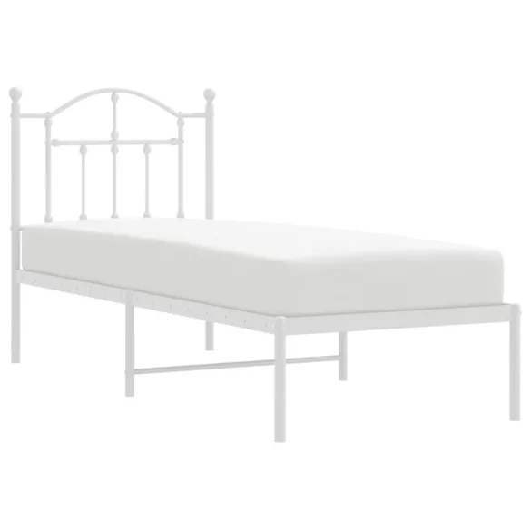 fehér fém ágykeret matrac nélkül fejtámlával 180 x 200 cm