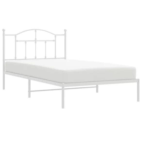 fehér fém ágykeret fejtámlával 107x203 cm